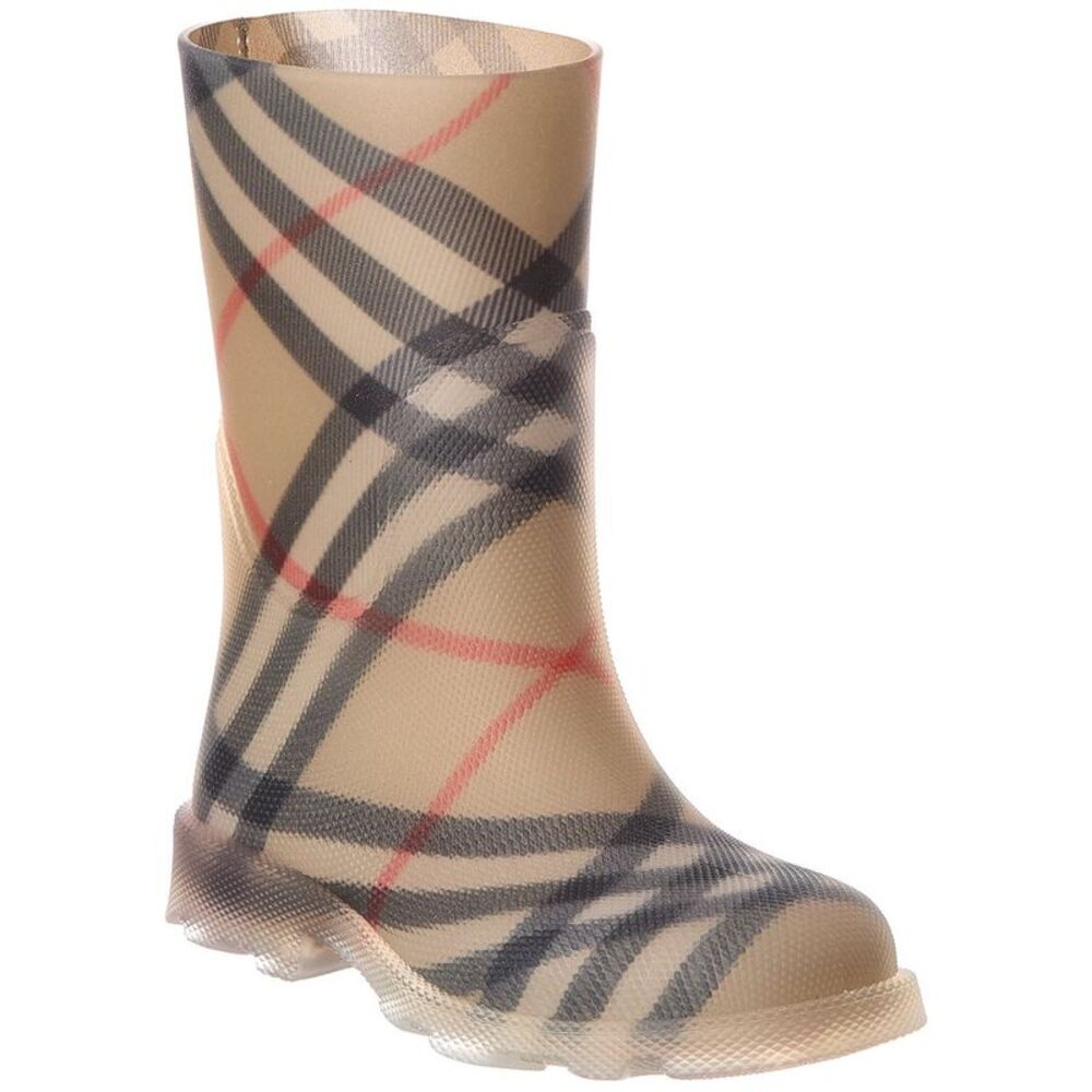 Burberry Check Rubber Rain Boot, Brown